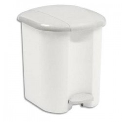 RUBBERMAID Collecteur blanc à pédale, capacité 15 litres en platsique - Dim. : L32,2 x H39 x P31,4 cm