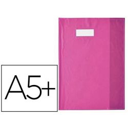 Protège-cahier elba styl'sms pvc opaque 12/100e sans phtalates porte-étiquette et étiquette 170x220mm rose