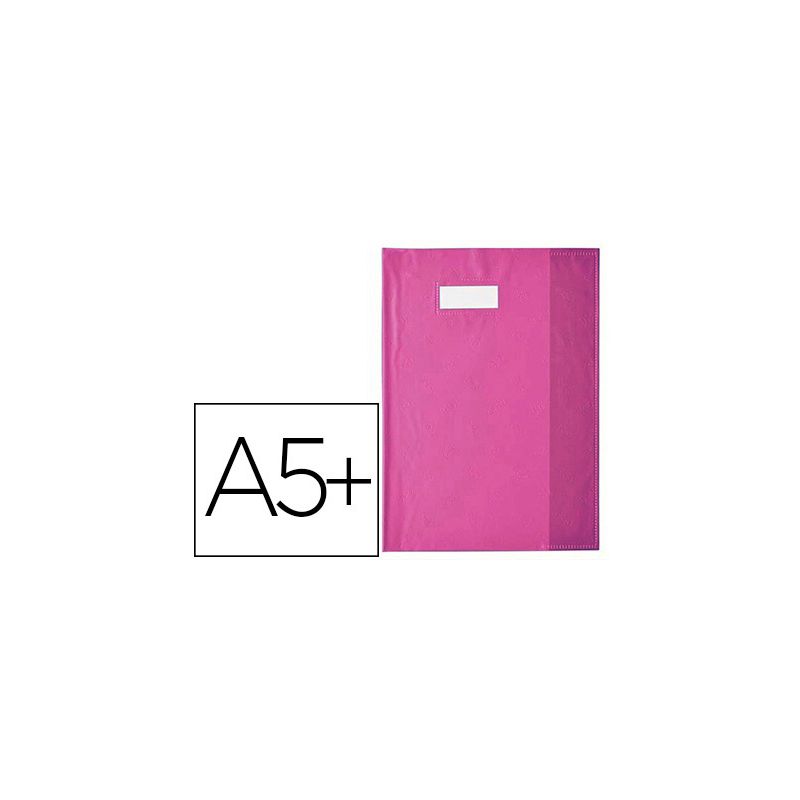 Protège-cahier elba styl'sms pvc opaque 12/100e sans phtalates porte-étiquette et étiquette 170x220mm rose