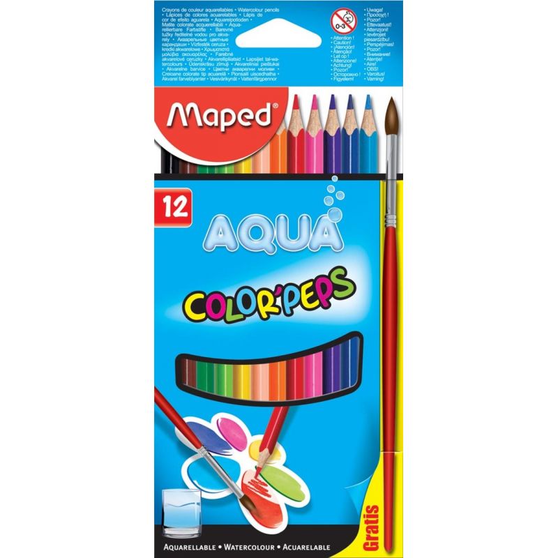 12 crayons de couleur aquarellable dessin coloriage