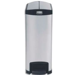 RUBBERMAID Collecteur à pédale Slim Jim en métal étroit, 90 Litres L33,27 x H83,41 x P69,01 cm Gris Noir